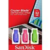 SanDisk Cruzer Blade 3x 32GB lecteur USB flash 32 Go USB Type-A 2.0 Bleu, Vert, Rose