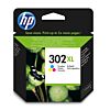 HP 302XL originele high-capacity drie-kleuren inktcartridge 8 ml Zwart