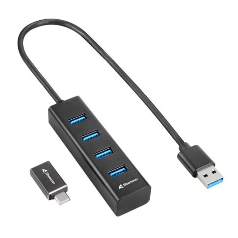 Sharkoon 4044951037582 interface hub USB 3.2 Gen 1 (3.1 Gen 1) Type-C 5000 Mbit/s Black