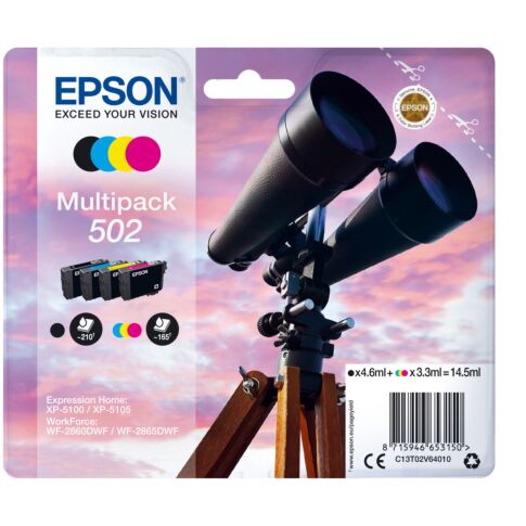 Epson 502 inktcartridge 1 stuk(s) Origineel Normaal rendement Zwart, Cyaan, Magenta, Geel