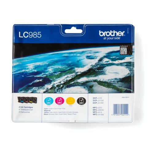 Brother LC985VALBP inktcartridge 4 stuk(s) Origineel Zwart, Cyaan, Magenta, Geel