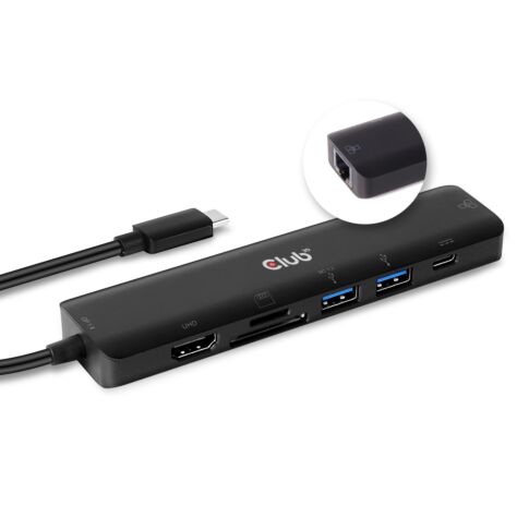 CLUB3D CSV-1592 laptop dock/port replicator Zwart