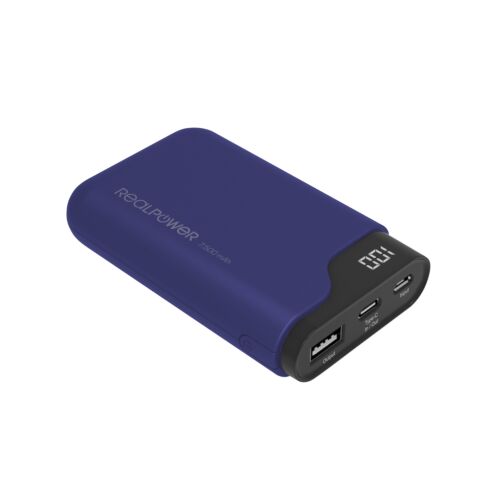 RealPower PB-7500C Navy Blue 7500 mAh Zwart, Blauw