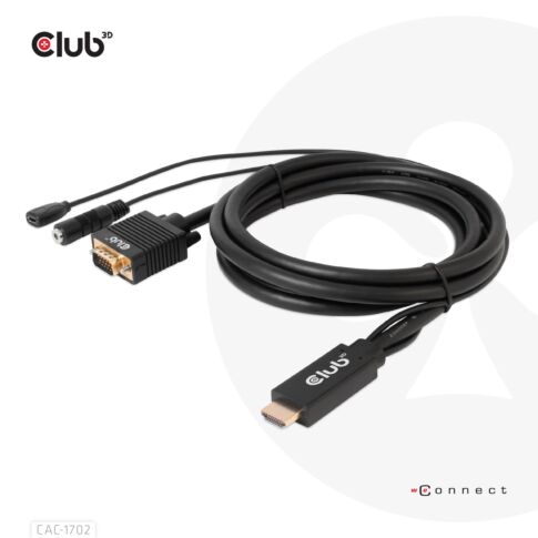 CLUB3D CAC-1712 video kabel adapter 2 m VGA (D-Sub) + 3.5mm HDMI + Micro-USB Zwart