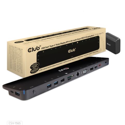 CLUB3D CSV-1565 laptop dock/port replicator Zwart