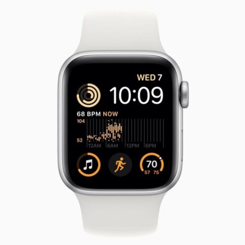 Refurbished Apple Watch SE (2022) 44mm Aluminum Silver Wifi White Sport Band - A-grade